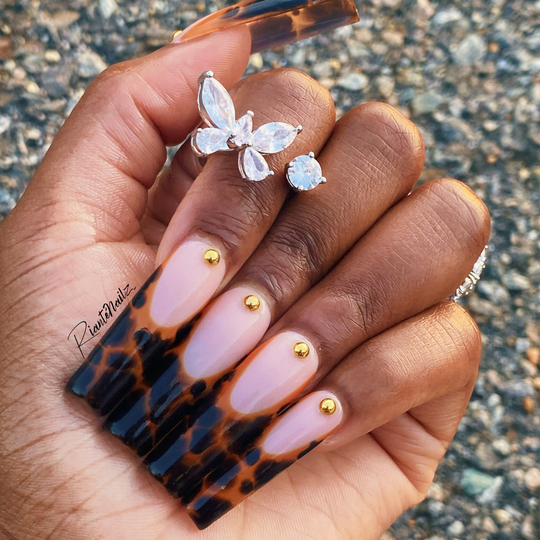 Tortoiseshell French Press On Nails