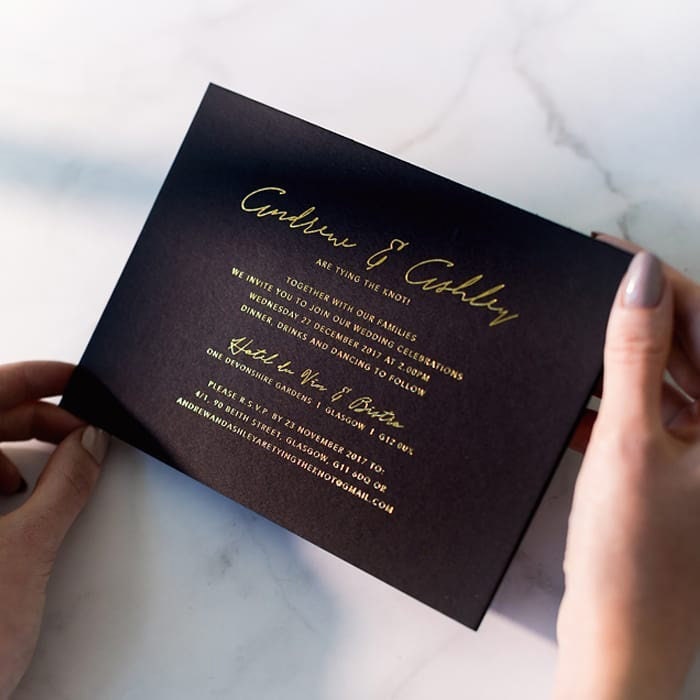 100 Post Cards Greeting Cards Thank You Notecards - 16 Pt Black Matte Stock Gold Silver Metallic Foil 4x6 Custom Printed Invitations Rsvp"