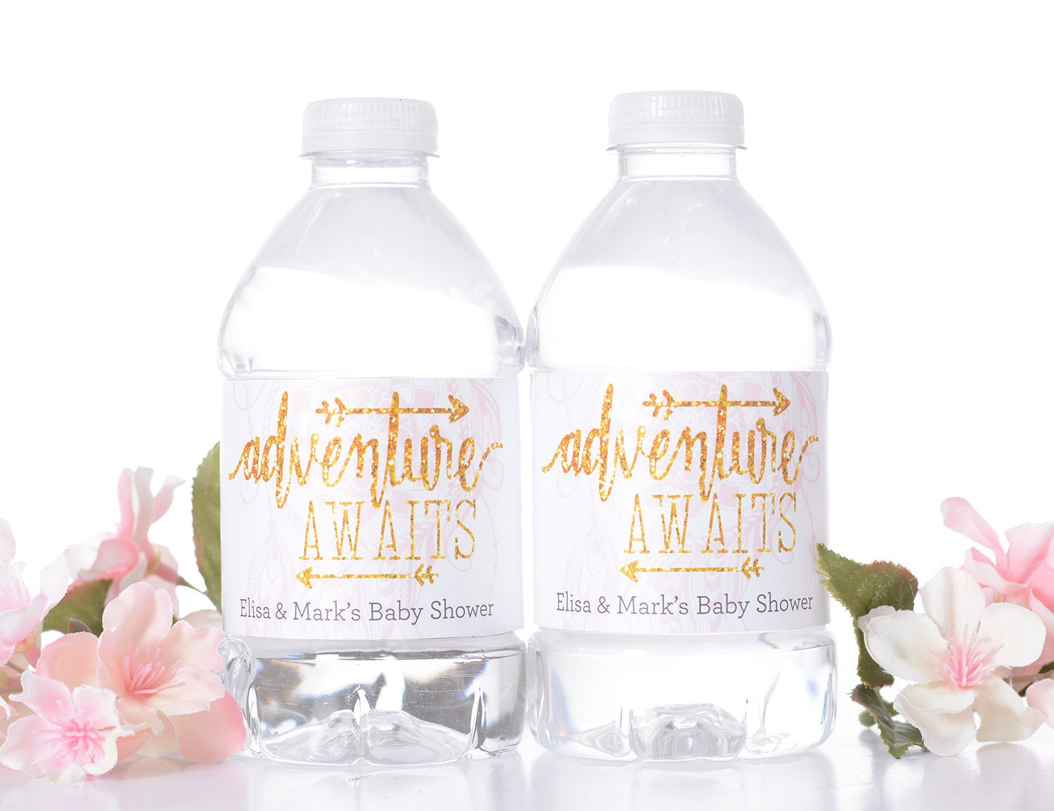 Baby Shower Water Bottle Labels - Stickers Waterproof For Adventure #bsiw-94