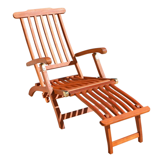 Eucalyptus Outdoor Patio Folding Chaise Lounge: Natural - Wood by World Market