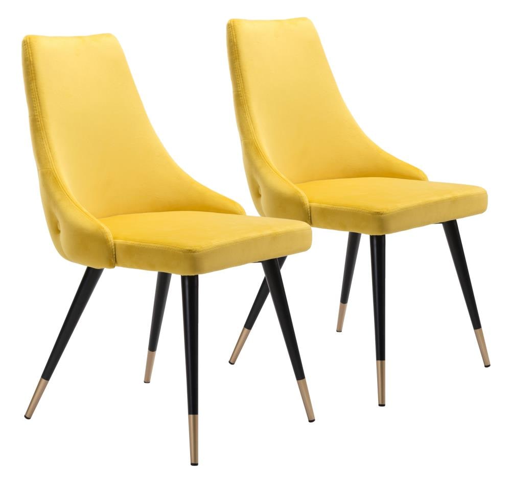 Zuo Modern Set of 2 Piccolo Contemporary/Modern Polyester/Polyester Blend Upholstered Dining Side Chair (Metal Frame) in Yellow | 101091