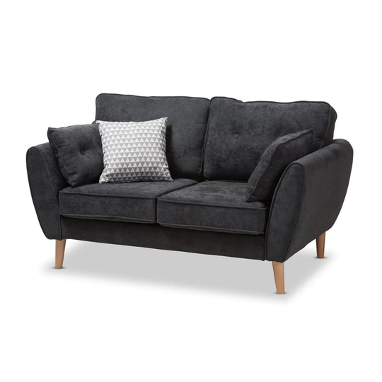 Baxton Studio Miranda Midcentury Charcoal Polyester/Blend Loveseat | 145-8213-LW
