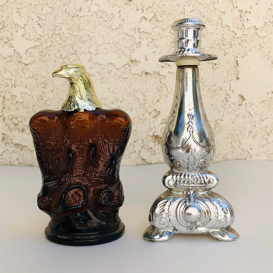Pair Vintage Avon Aftershave Cologne Bottles With Cologne, Windjammer After Shave Candlestick Sonnet #ce0372