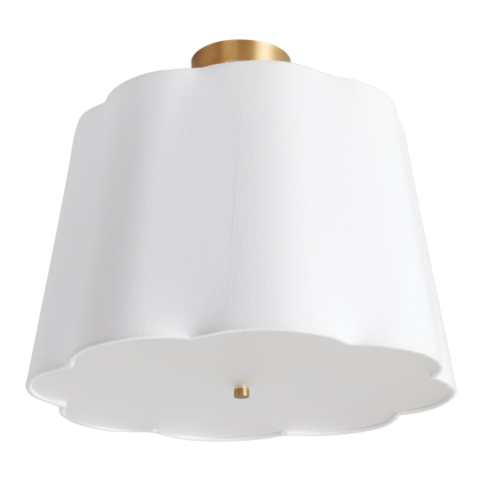 White Scalloped Fabric Lily Pendant Lamp - Cotton Blend by World Market
