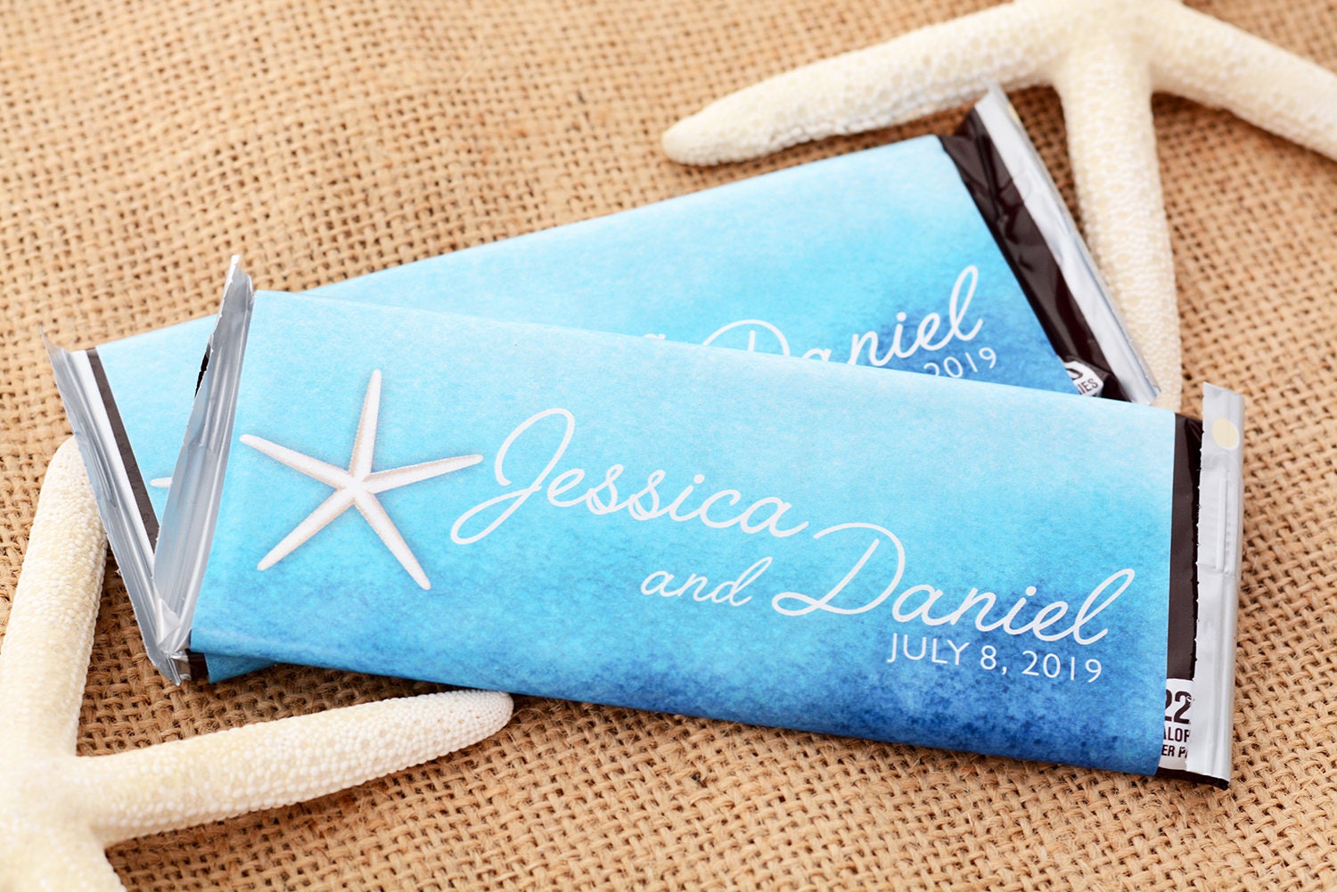 Wedding Candy Bar Wrappers - 25 Chocolate Wrappers Labels Stickers For Weddings Starfish #wdihb-244