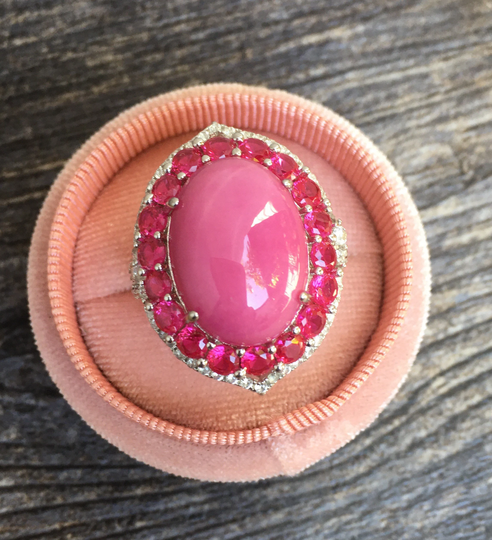 10 Carat Oval Star Sapphire Halo Ring, Pink Certified Natural Star-Sapphire Cabochon Cluster Ring Ring Custom Design