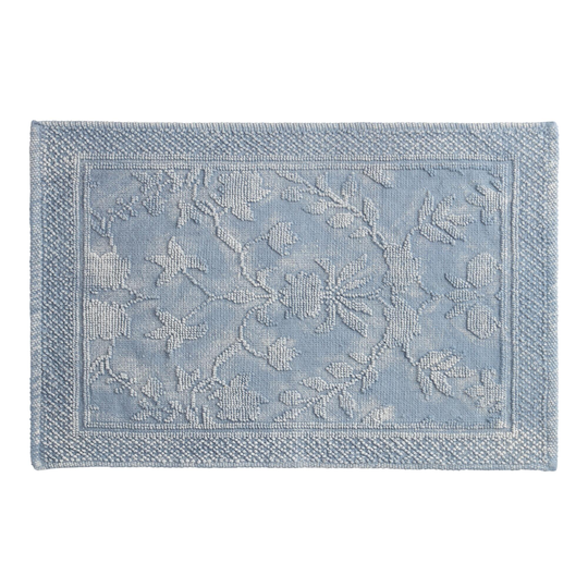 Navy Blue Acid Washed Rug Print Amanda Bath Mat - Cotton by World Market