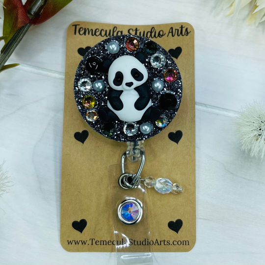 Badge Reel | Panda Gift Retractable Pinch Belt Nurse Teacher Pandas Cute