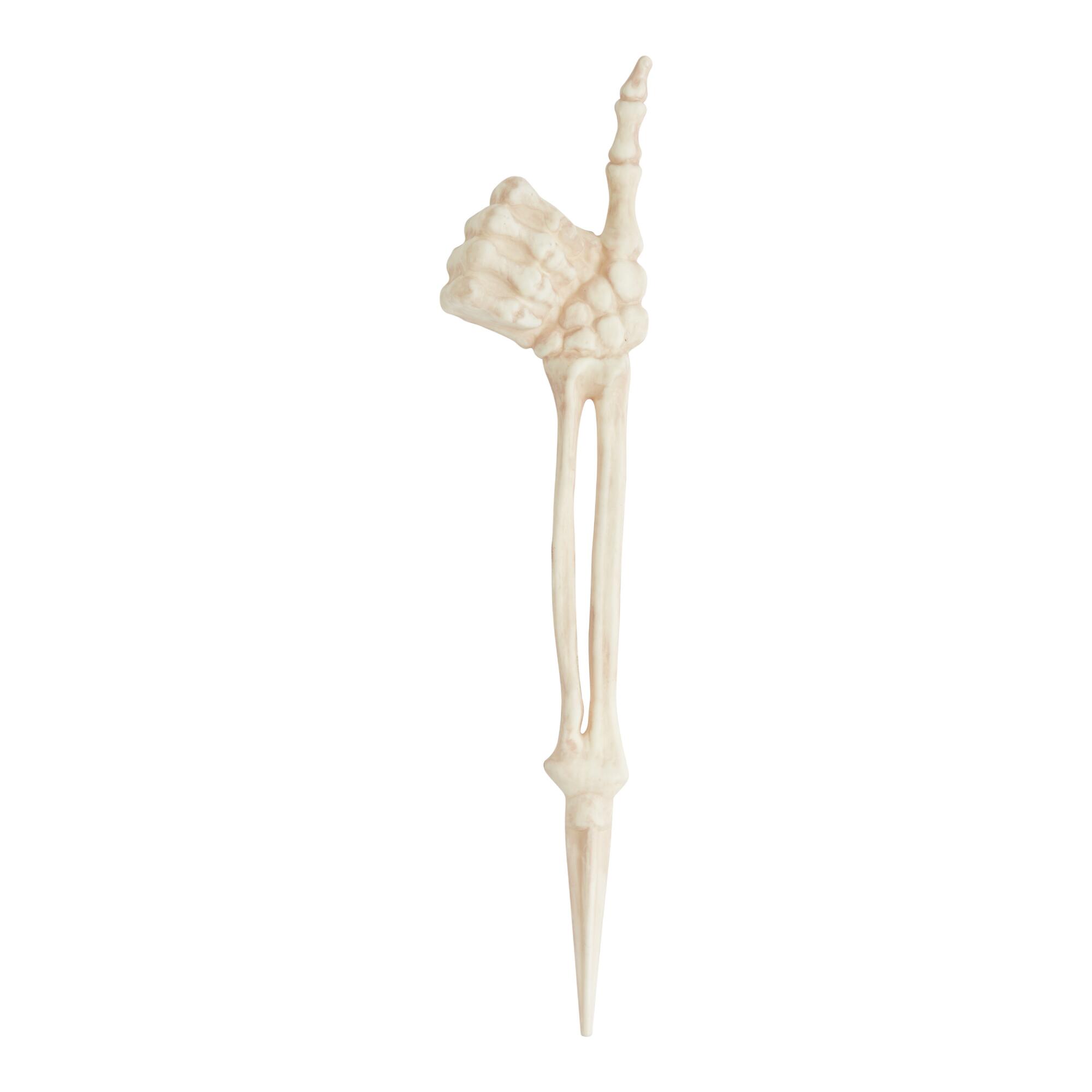 Thumbs Up Glow in the Dark Skeleton Arm Lawn Ornament: White - Plastic by World Market