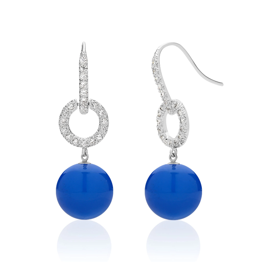 Blue Agate Drop Dangle Earrings For Women in Sterling Silver, Gemstone Jewelry, Mothers Day Gift Mom