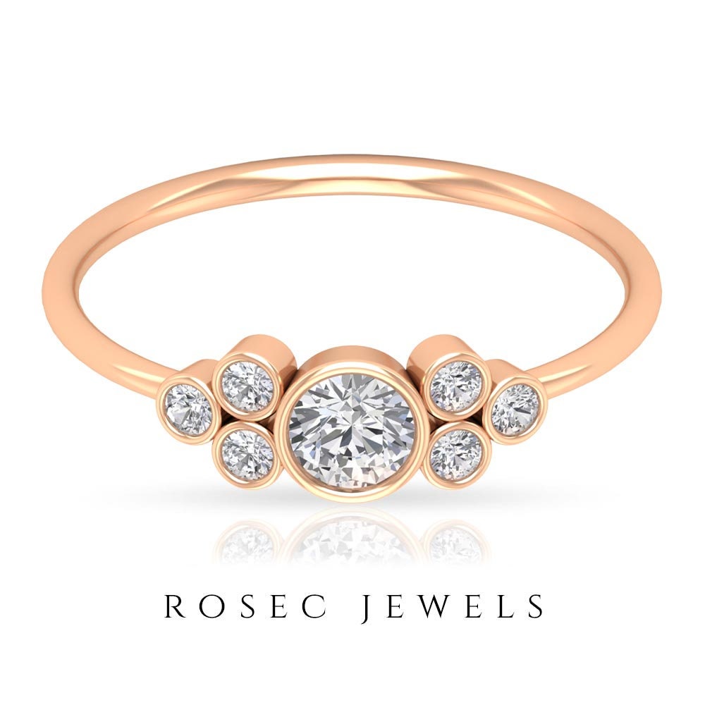 1/2 Ct Dainty Moissanite Ring, Promise Ring For Her, Minimalist Bezel Set Ring