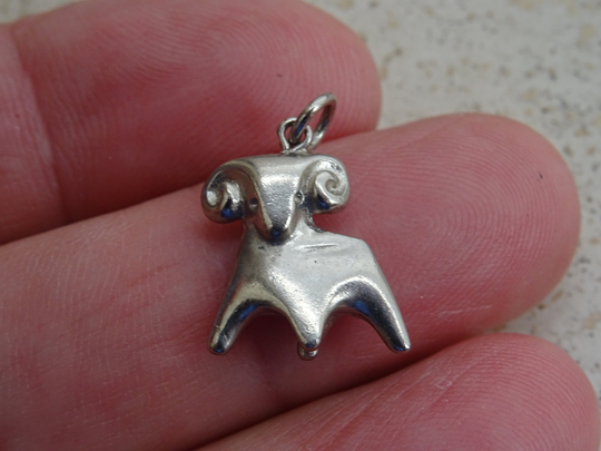 Vintage French Silver Plated Zodiac Constellation Medal Pendant Medaillon Charm Medallion Sign Of Aries. | Ram B 6