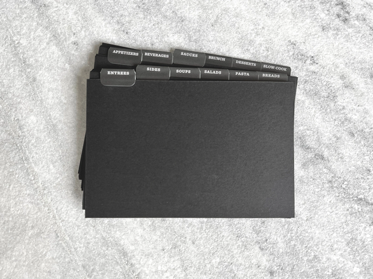 Recipe Box Dividers With Tabs, 4" X 6" Black Cardstock | Card Tabs For Divider Stickers Hostess Gift