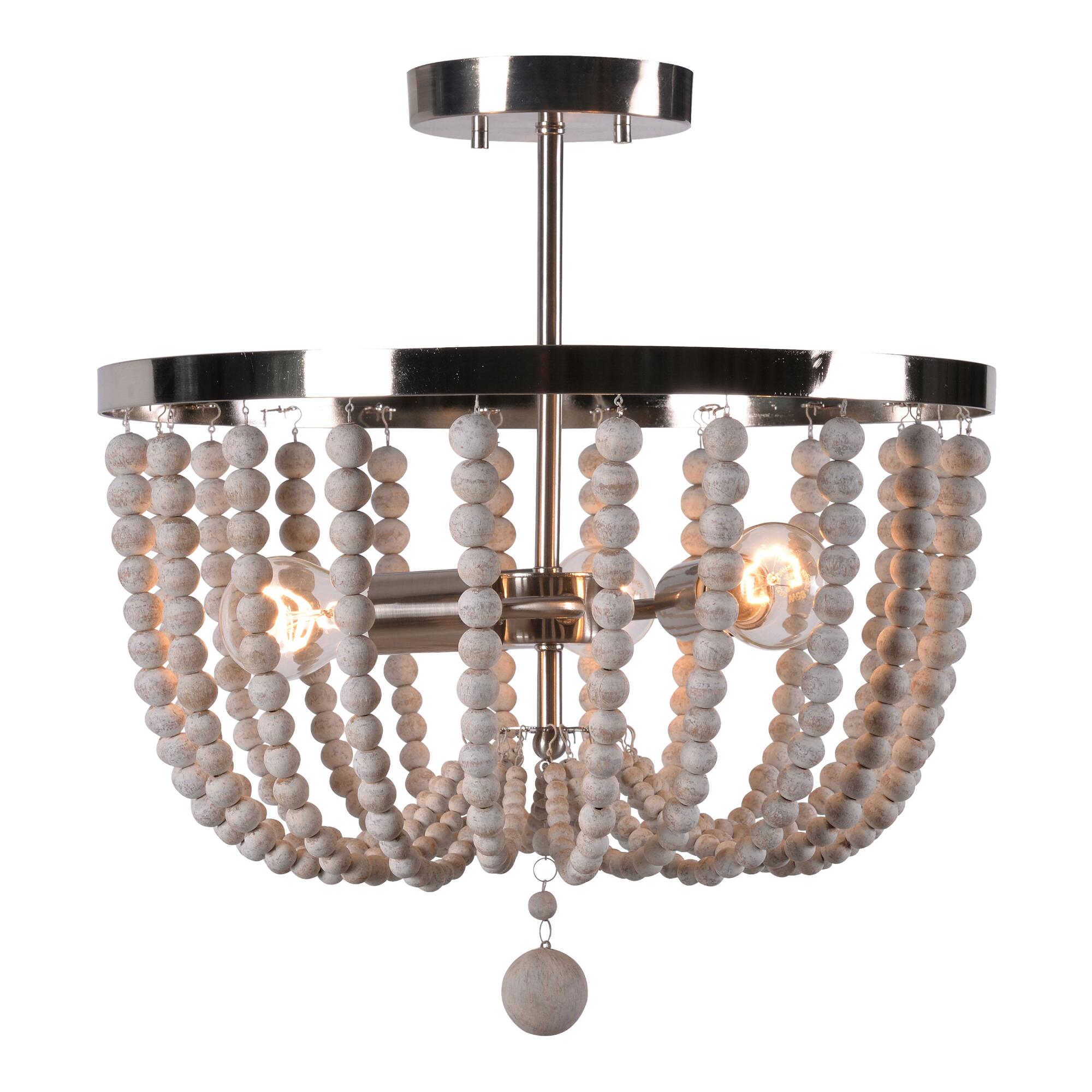 Wood Bead 3 Light Semi Flush Mount Madison Ceiling Light: Natural by World Market