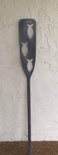 Solid Wood Oar With Fish Cut Outs/Decorative Wall Decor Art
