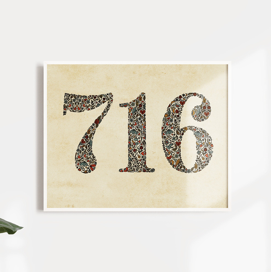 Floral 716 Buffalo New York Print 9x12