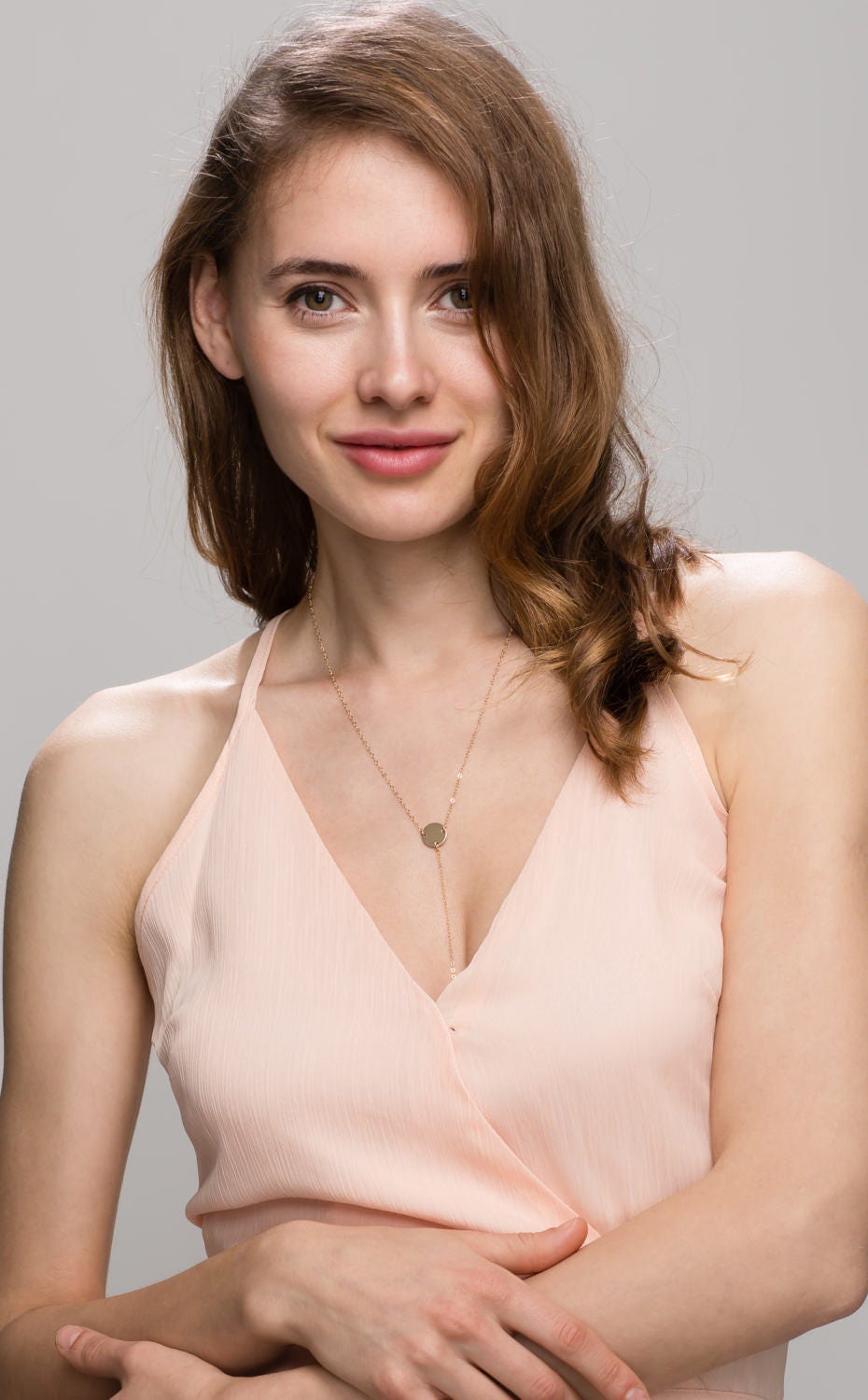 Personalized Gold Lariat Necklace/Y With Gold Disc Custom Initial Necklaces in Filled Handmade Gift For Her El018