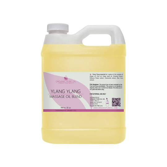 Ylang Massage Oil Blend 32 Oz Non-Gmo Therapeutic Aromatic Mixture Deep Tissue Muscle Relaxation Bulk Wholesale Argan Grape