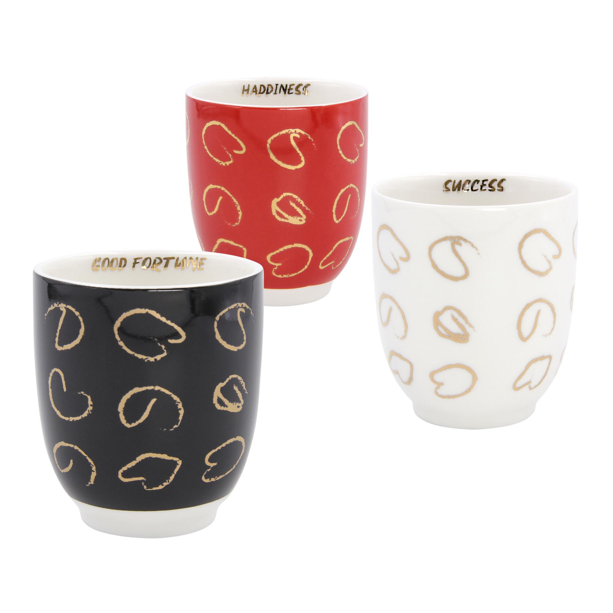 Metallic Gold Fortune Cookie Teacups Set of 3 by World Market