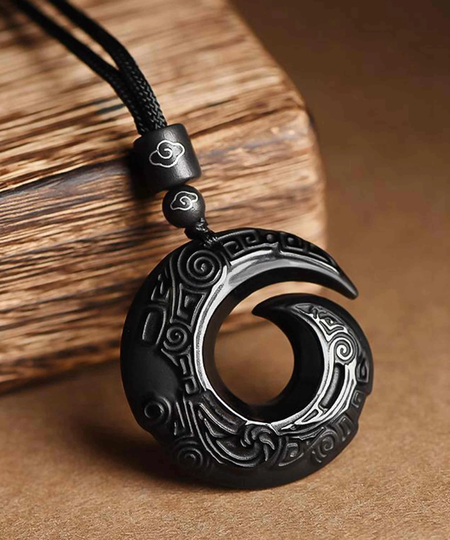 Natural Obsidian Carved Lucky Pendant/Necklace