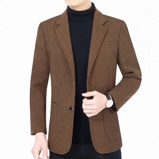 Autumn New Business Men's Blazer Korean Fashion Trend Solid Color Suit Coat Wool Blends High Quality Slim Men's Suit Jacket 3XL - brown, asian xxl is