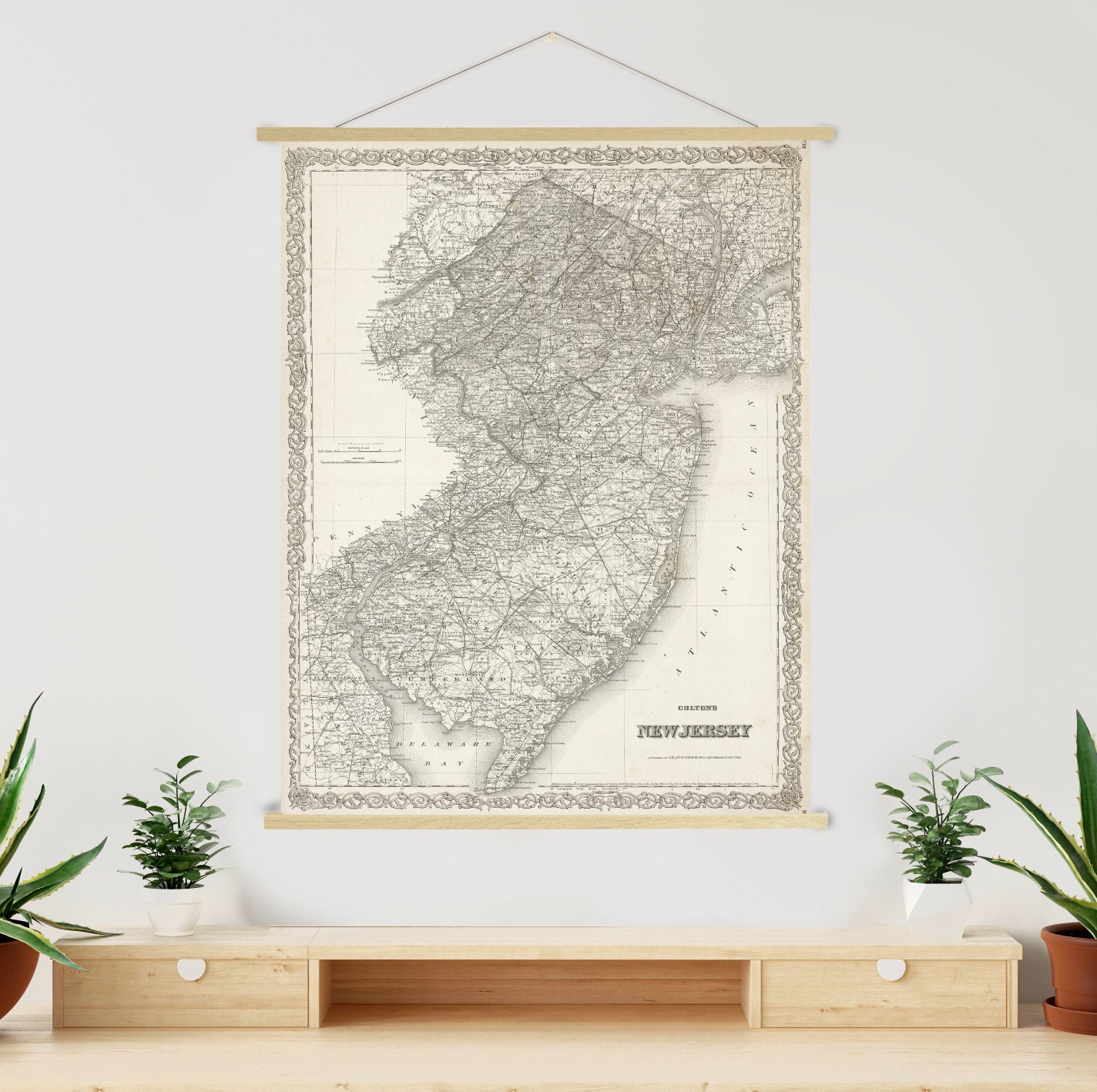 New Jersey Vintage State Map Print | Canvas Art Printed Marketplace