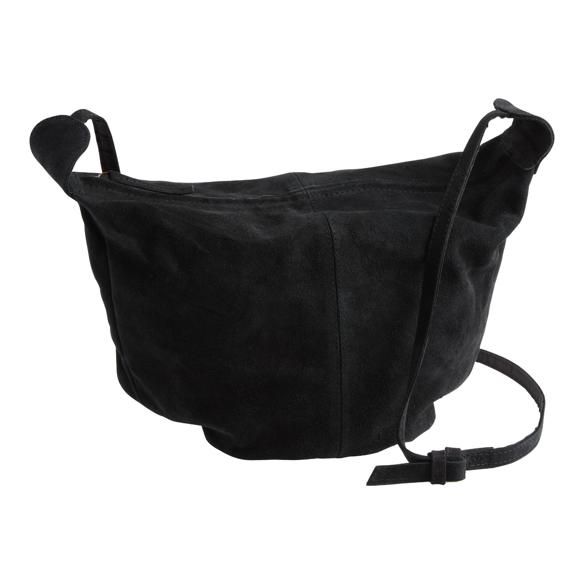 Black Suede Hobo Crossbody Bag by World Market