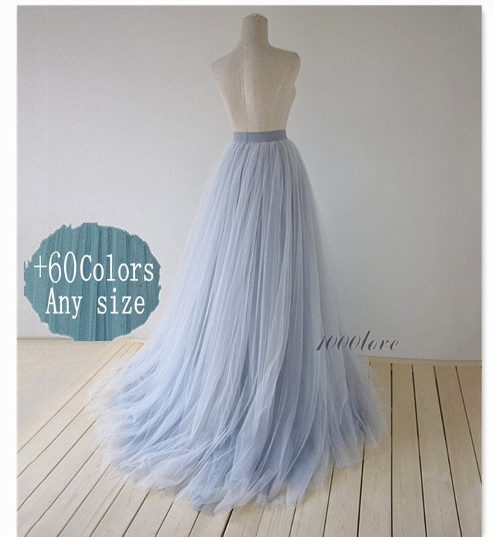 Elegant Maxi Train Skirt, Ombre Long Skirt, 3 Layer Evening Skirt, Bridesmaid Dress, Photo Shoot Engagement Tulle Skirt