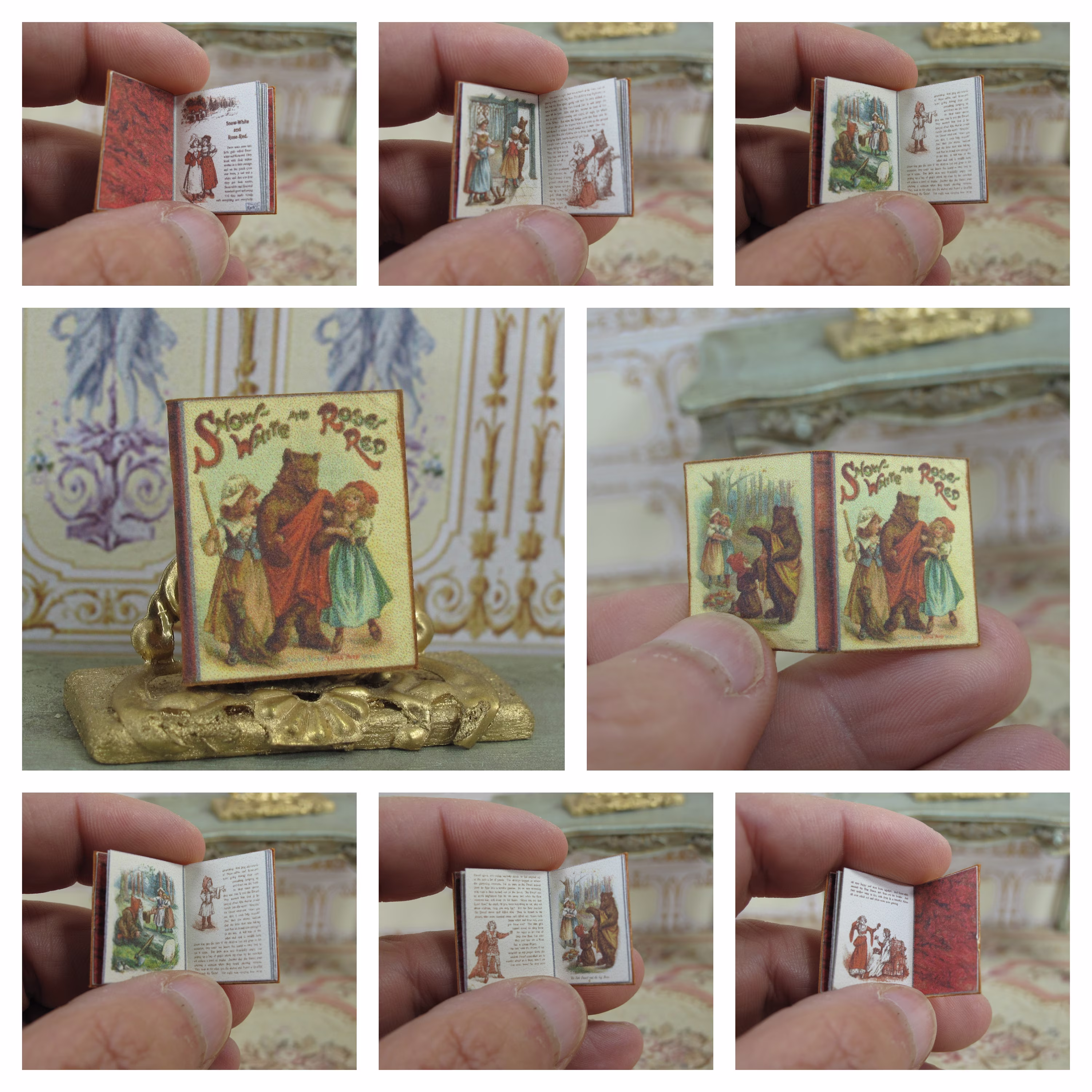 Miniature Illustrated Book Snow White & Rose. Openable Bookchild 112 Dollhouse 1/6 Scale Playscale Nursery