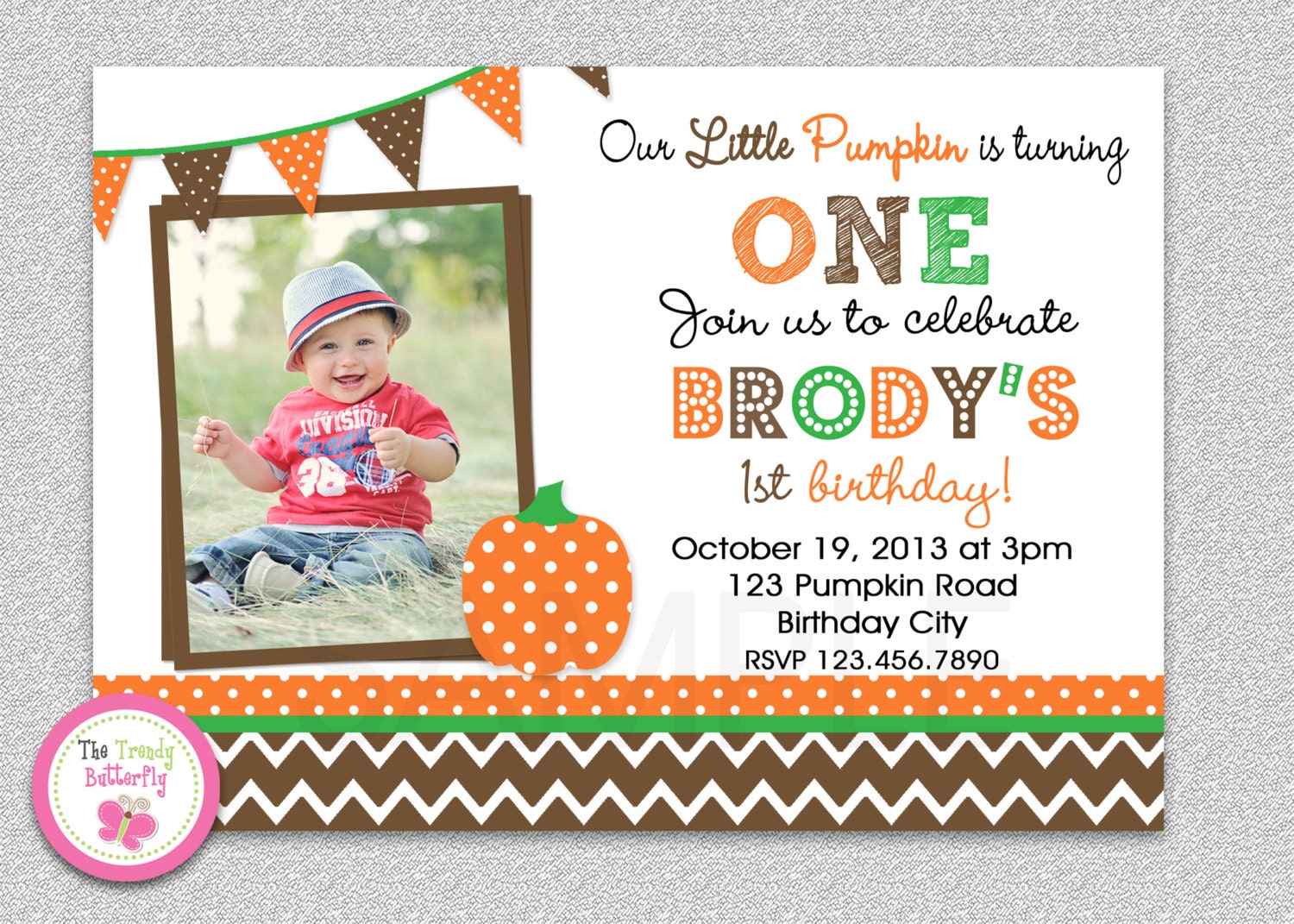 Fall Birthday Invitation , Pumpkin Party Boys Or Girls
