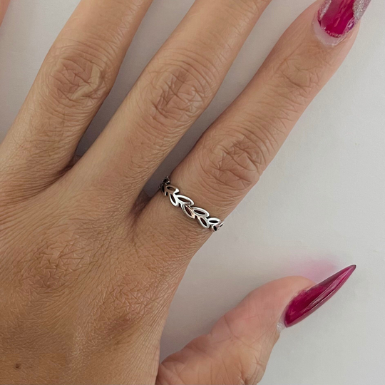 sterling Silver Tiny Leaves Band Ring, Leaf Band, Ring