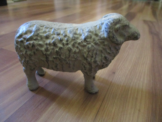 Sheep /Ram /Ewe Shaped Door Stop Or Bookend - Fun Cast Iron Form Great Bedside Decor 5" X 2.25" 3.25" High W Distressed Finish