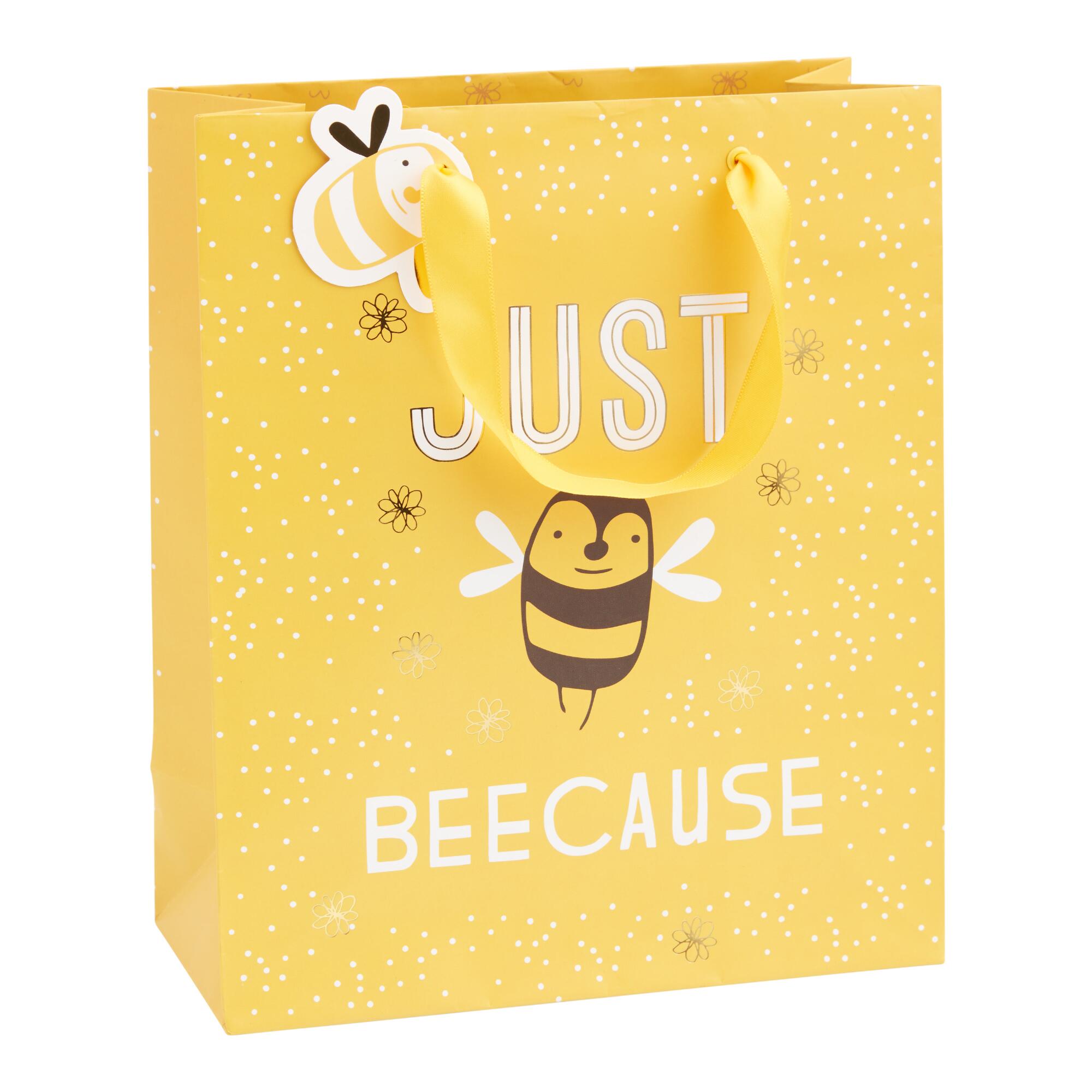 Medium Yellow Just Beecause Gift Bag Set of 2 by World Market