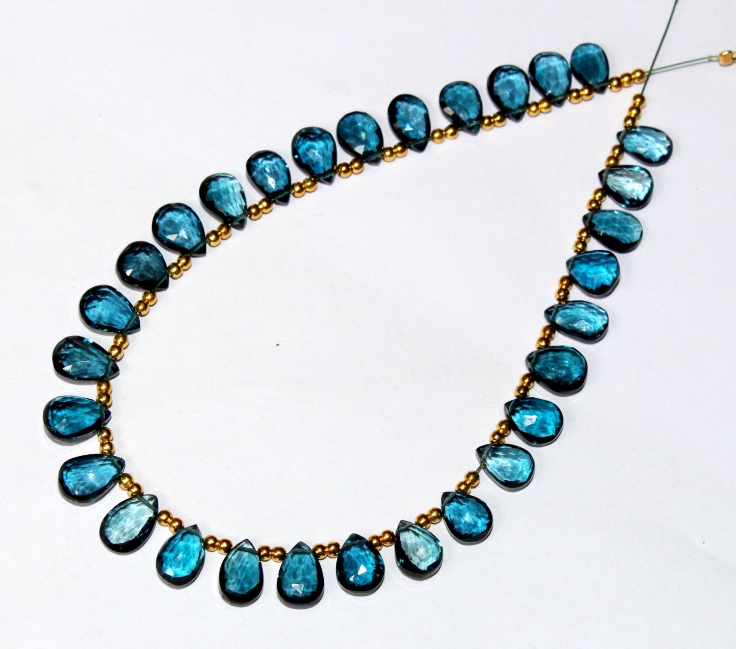 15 Pcs 8x5 - 10x6mm Natural London Blue Topaz Faceted Pear Briolettes Semiprecious Gemstone Diy Jewelry Making Beads Earring Pair B13