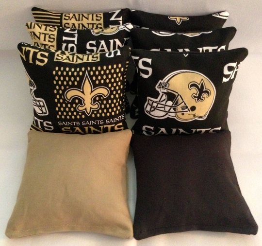 New Orleans Saints 8 Cornhole Bags Bean Toss 4 Of Each Print Fronts With Duck Backs