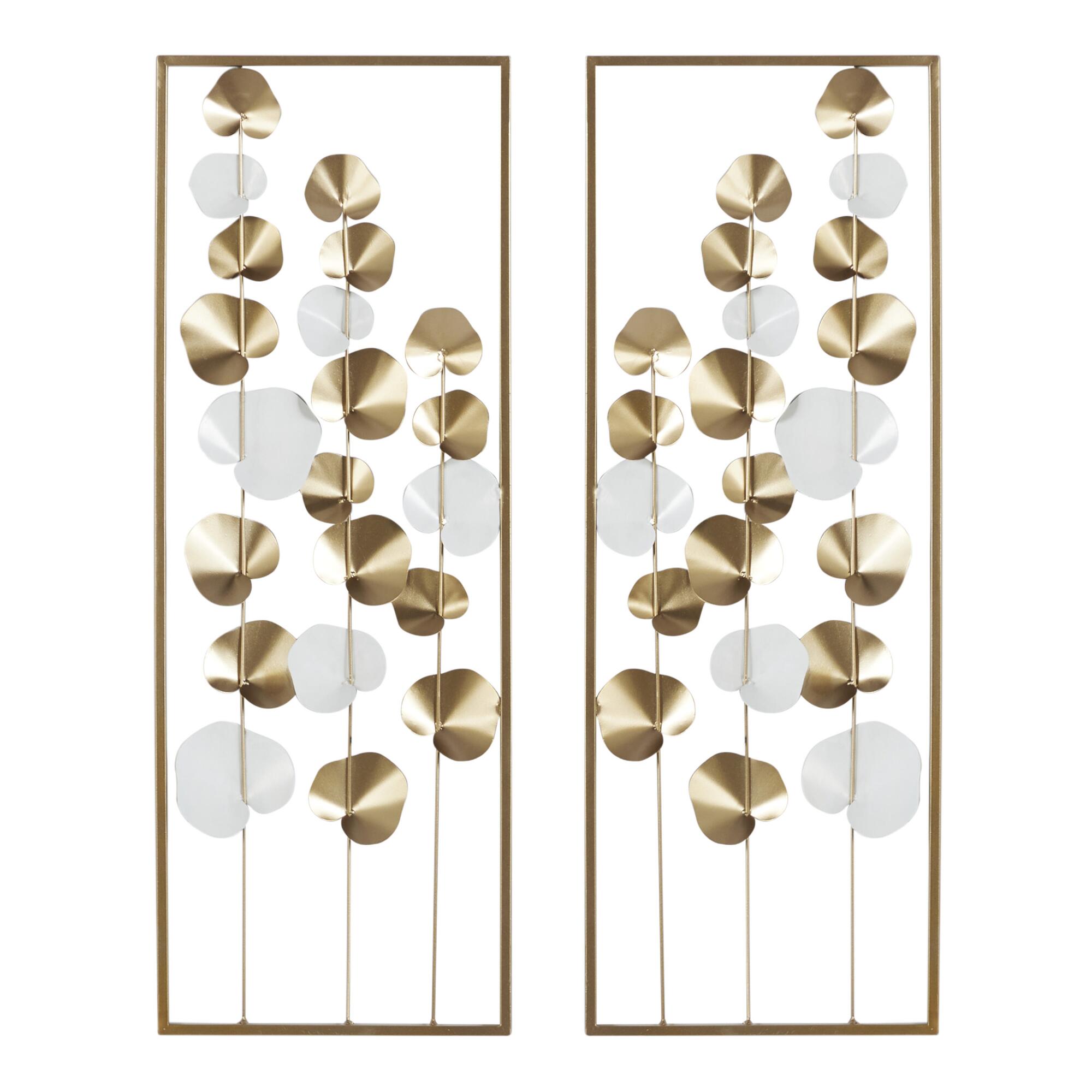 Metallic Gold and White Leaf Metal Panel Wall Decor 2 Piece by World Market