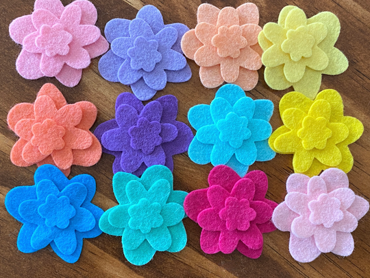 Wool Blend Felt Flower Die Cuts, Sets, Flowers, Felt Die Cut Cuts, Diy Embellishments