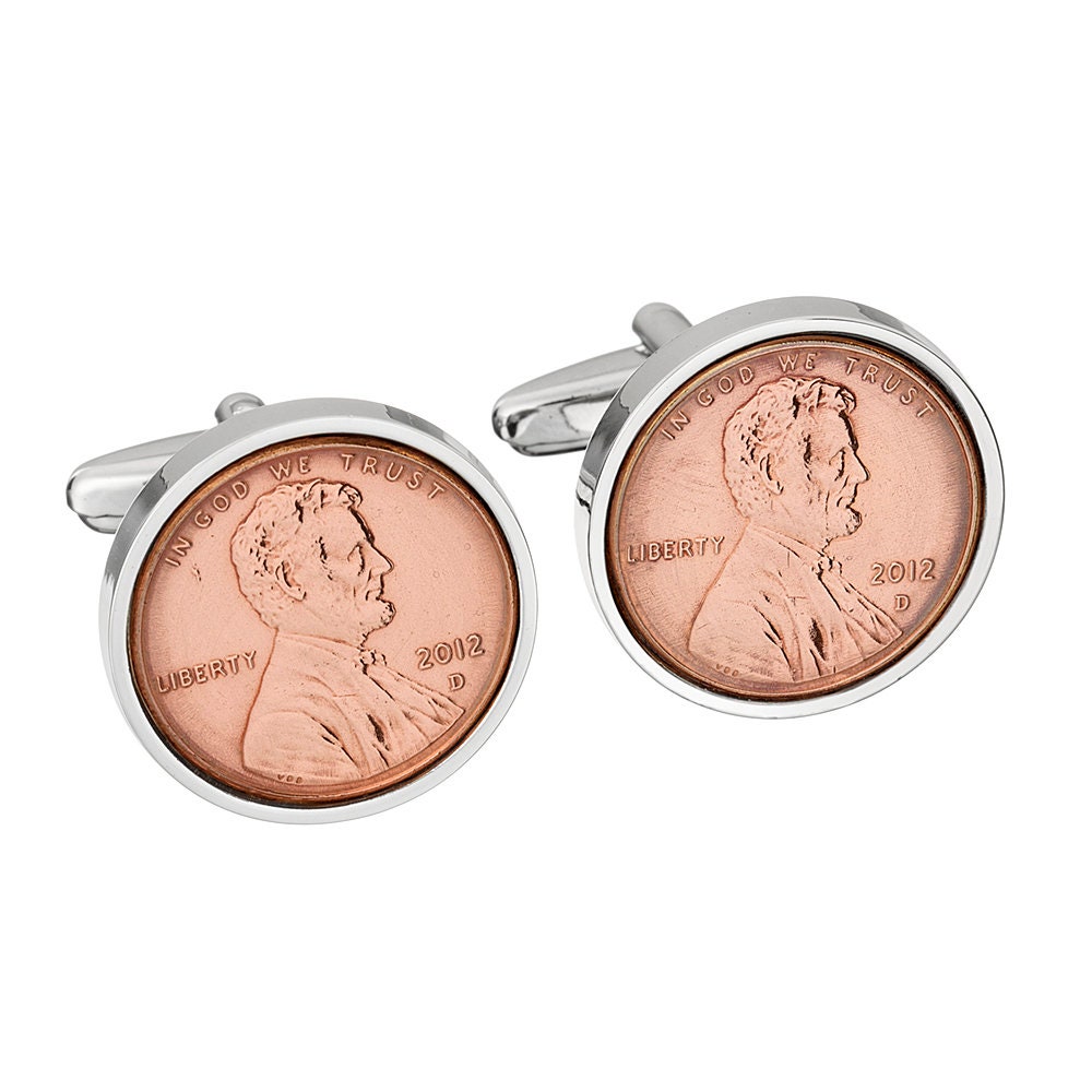 2012 Us Copper Penny Coin Cufflinks - Anniversary Gift For Men 9Th 3 Day Delivery Option Wedding For Husband
