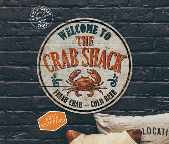 Crab Shack Sign, Welcome Seafood Decor, Fish Lobster, Leg, Boil, Crawfish, Wall Decor Vintage Sign Dad Gift 100142001012