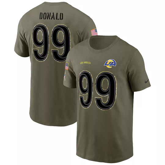 Men's Nike Aaron Donald Olive Los Angeles Rams 2022 Salute To Service Name & Number T-Shirt, Size: 2XL, Multicolor