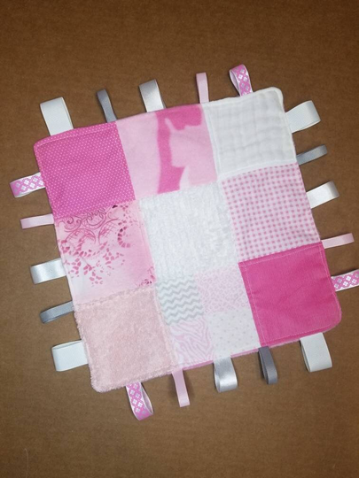 Sensory Multi Textile Blanket/Quilt Tag Security Minky Baby Gift