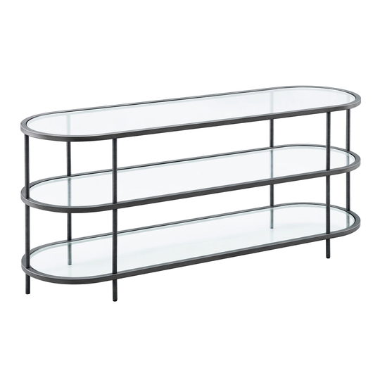 Oval Metal and Glass Bobi Media Stand: Black by World Market