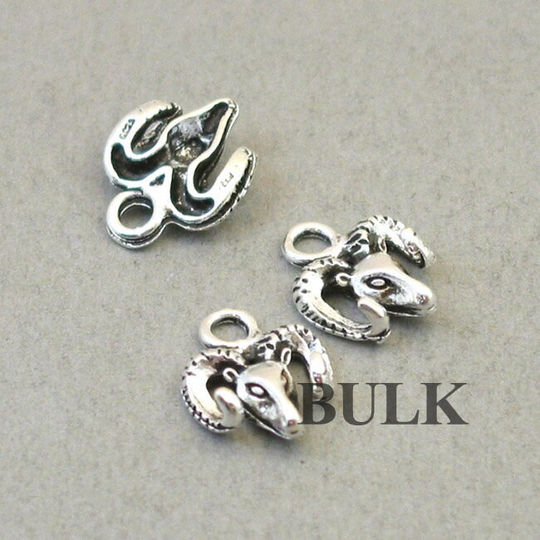 Bulk 50 Ram Charms, Wholesale Head Pendant Beads, Antique Silver 11x14mm cm1483S