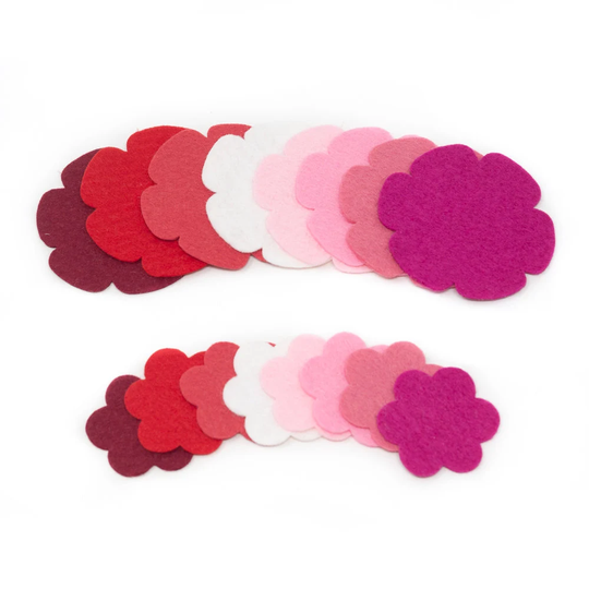 32 Grace Wool Blend Felt Die Cut Applique Flowers - Roses Are Red Colors