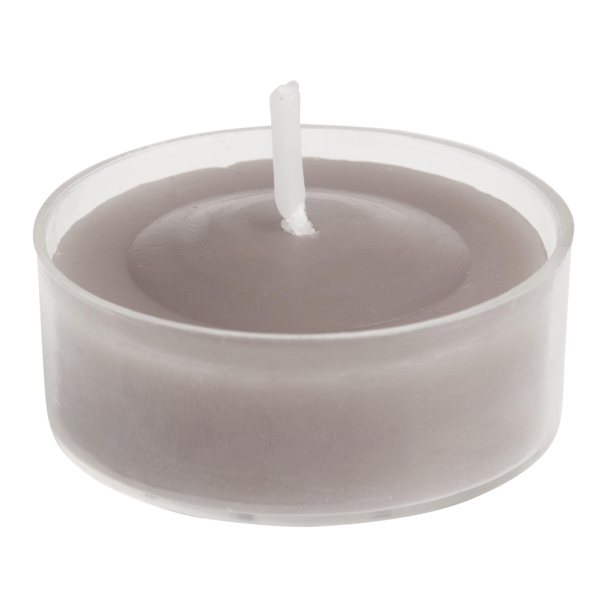 Bergamot Linen Tealight Scented Candles 12 Pack: Gray - Scented Wax by World Market