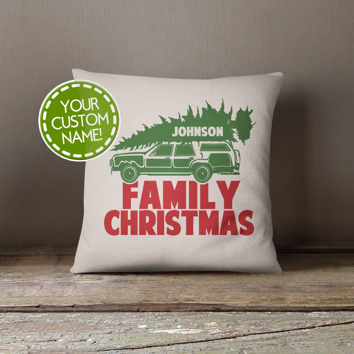 Christmas Decorative Pillow - Custom Family Name Throw 17 X Square Cover Item 2676"