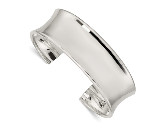 Women's Solid Sterling Silver Engraveable Cuff Bracelet 18 Grams Front & Back Engraving Bangle Gift Box Included