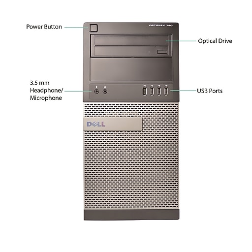 Dell 790 Tower Refurbished Desktop Computer, Intel Core i5 Processor, 8GB Memory, 500GB HDD