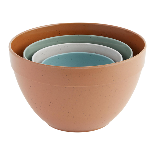 Upcycle Bamboo Fiber Nesting Prep Bowls 4 Pack: Multi - Melamine by World Market