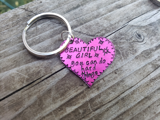 Heart Shaped Inspirational Keychain, Beautiful Girl